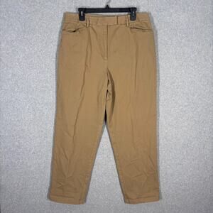 Talbots Khaki Pants 16 Tan Stretch Neutral Baggy Trouser Grandma Academia Career